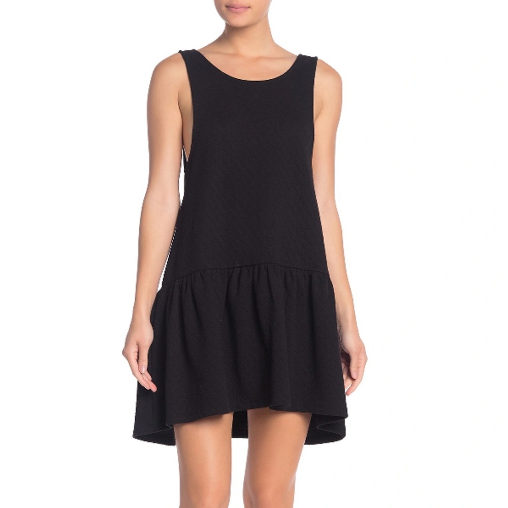 Free People easy street sleeveless textured drop waist mini dress, black size XS